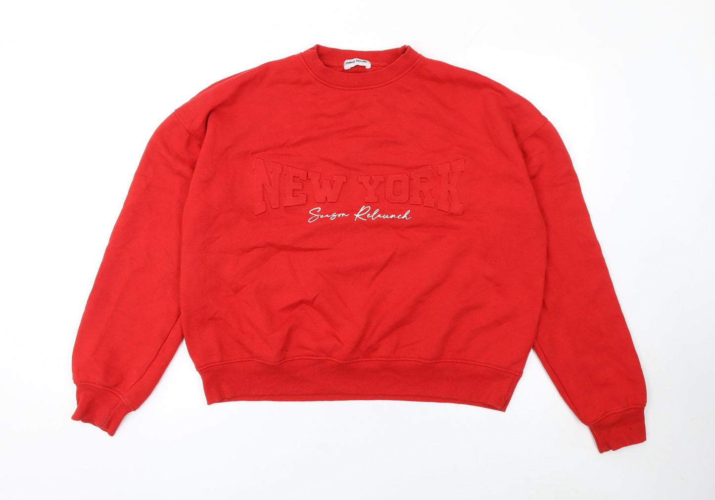 Public Planet Women's Red New York Pullover Sweatshirt Size 8