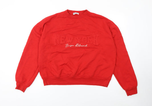 Public Planet Women's Red New York Pullover Sweatshirt Size 8