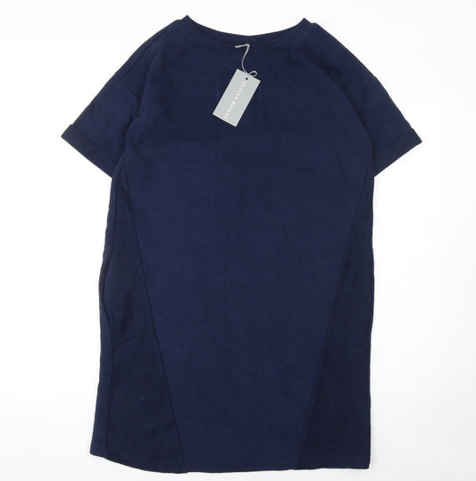 Oliver Bonas Women Blue Cotton T-Shirt Dress UK 6 Short Sleeve