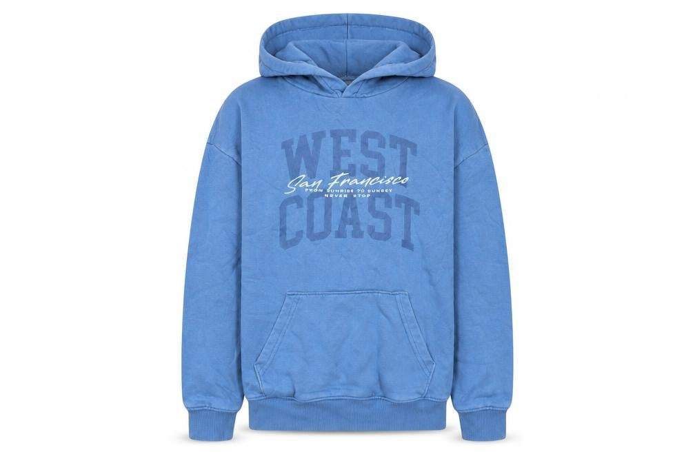 F&F Boys Blue West Coast Pullover Hoodie 11-12 Years Cotton Blend