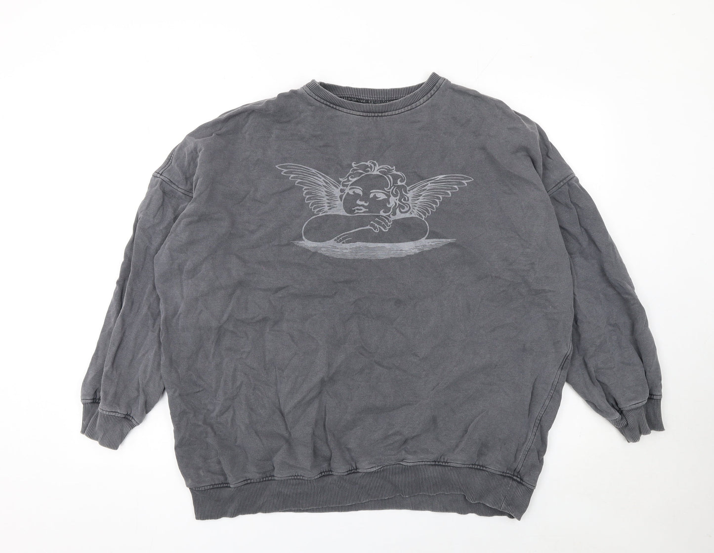 Motel Womens Grey Angel Graphic Pullover Sweatshirt XS