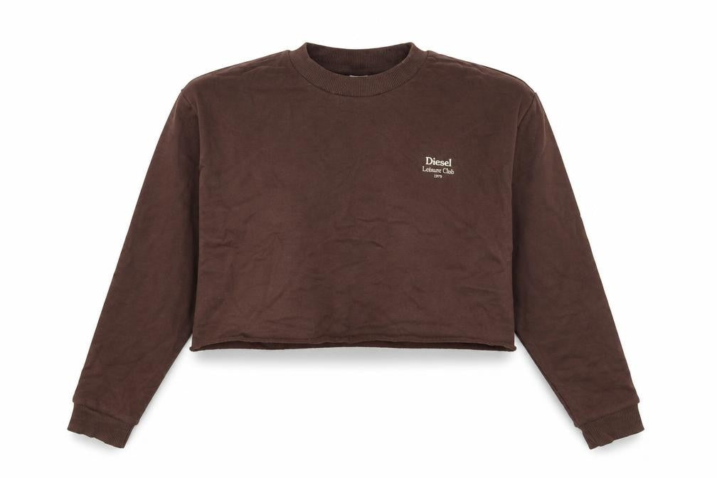Diesel Women's Brown Cropped Crew Neck Sweatshirt M