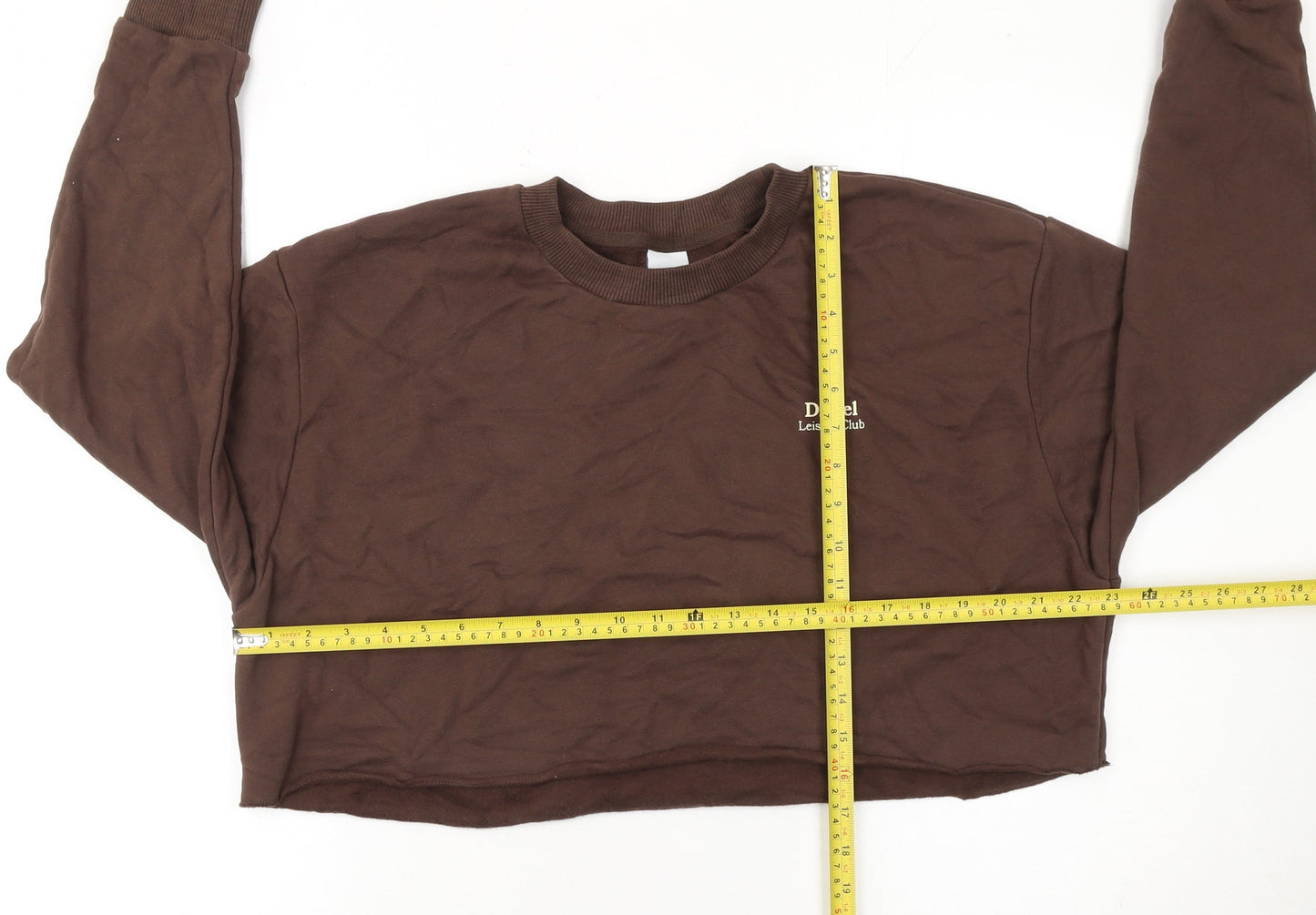Diesel Women's Brown Cropped Crew Neck Sweatshirt M