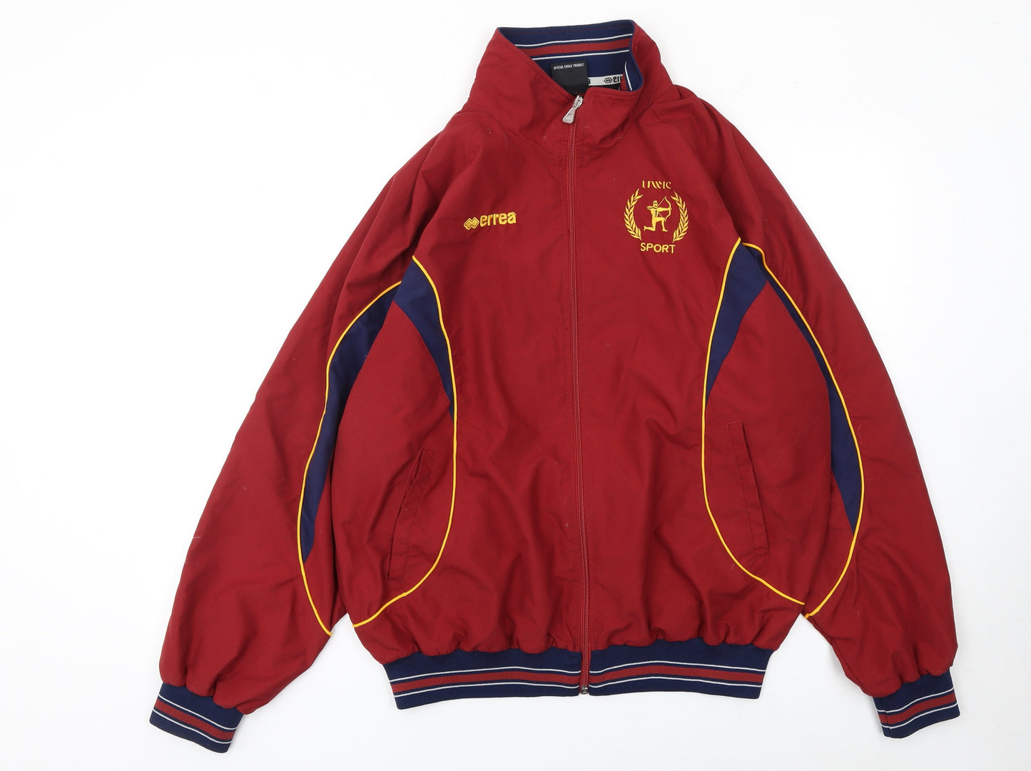 Errea Men’s Red Track Sports Jacket L Full Zip Stand Collar