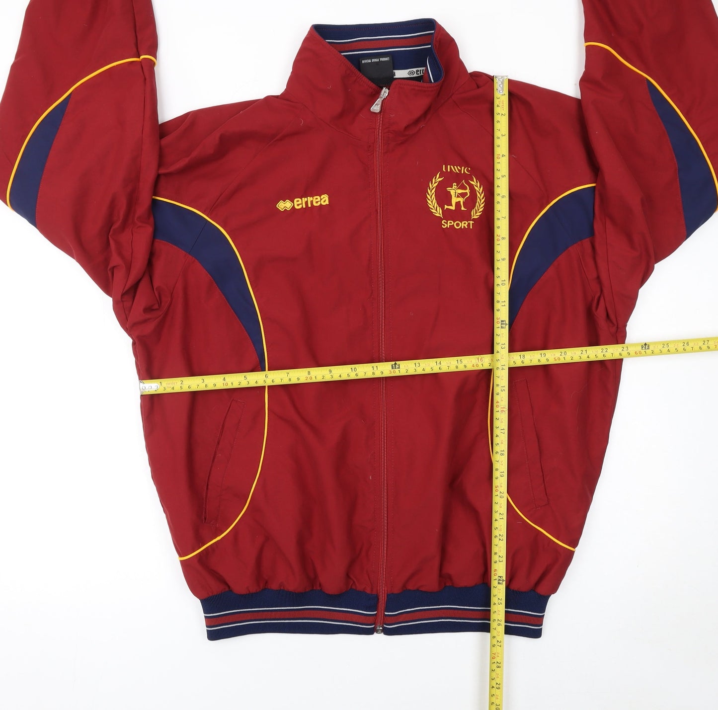 Errea Men’s Red Track Sports Jacket L Full Zip Stand Collar