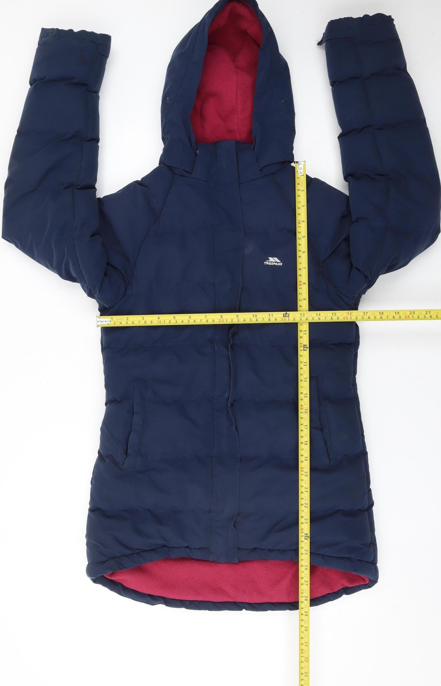 Trespass Girls Blue Waterproof Hooded Puffer Jacket 11-12 Years