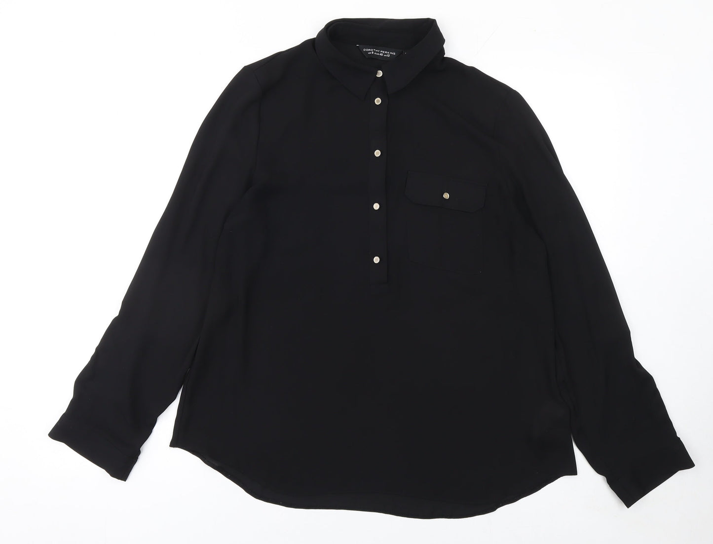 Dorothy Perkins Women's Black Long Sleeve Collared Blouse Size 12