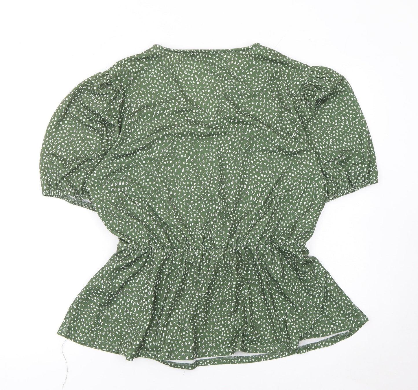 Very Women's Green Floral Wrap Blouse UK 18 Short Puff Sleeve