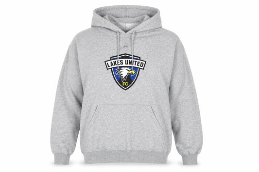 Jerzees Mens Grey Lakes United FC Pullover Hoodie Size M Regular Fit