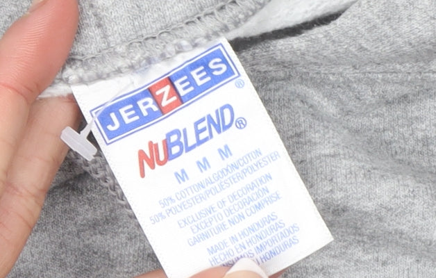 Jerzees Mens Grey Lakes United FC Pullover Hoodie Size M Regular Fit