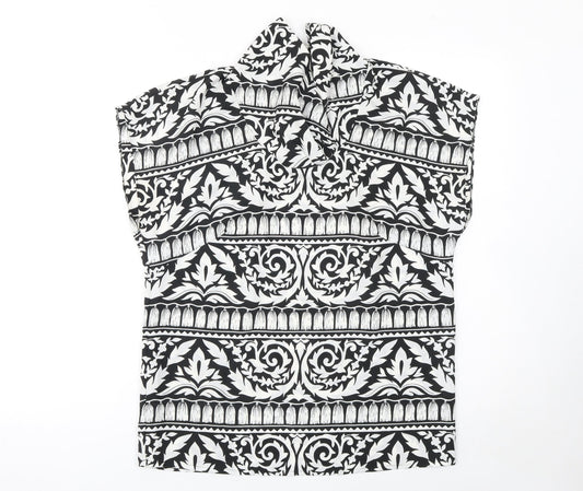Hardob Women's Black & White High Neck Tunic Blouse Size 12
