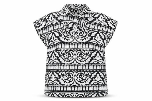 Hardob Women's Black & White High Neck Tunic Blouse Size 12