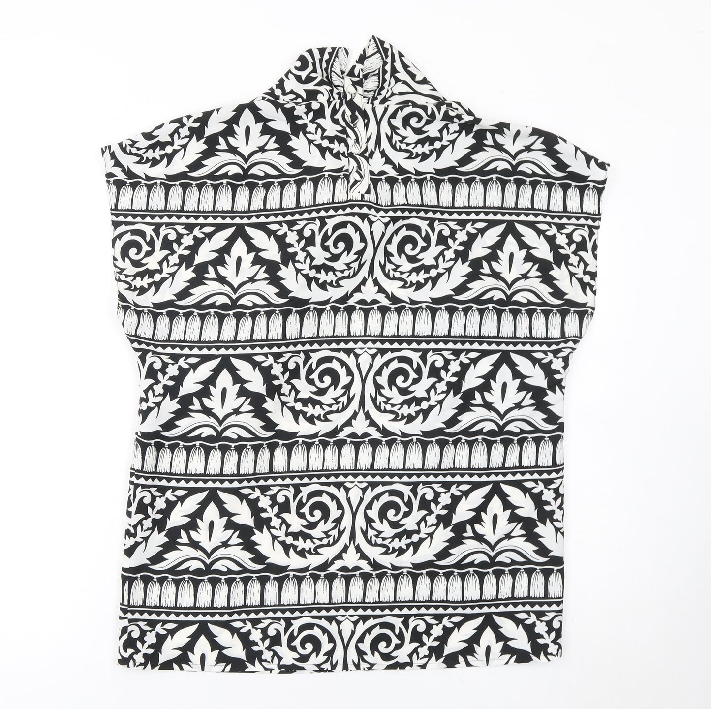 Hardob Women's Black & White High Neck Tunic Blouse Size 12