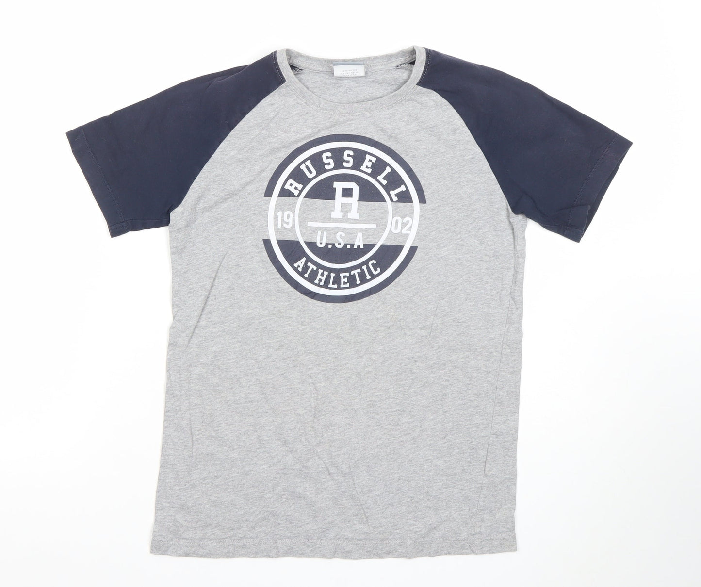 Russell Athletic Boys Grey Graphic Logo T-Shirt 10-11 Years Short Sleeve
