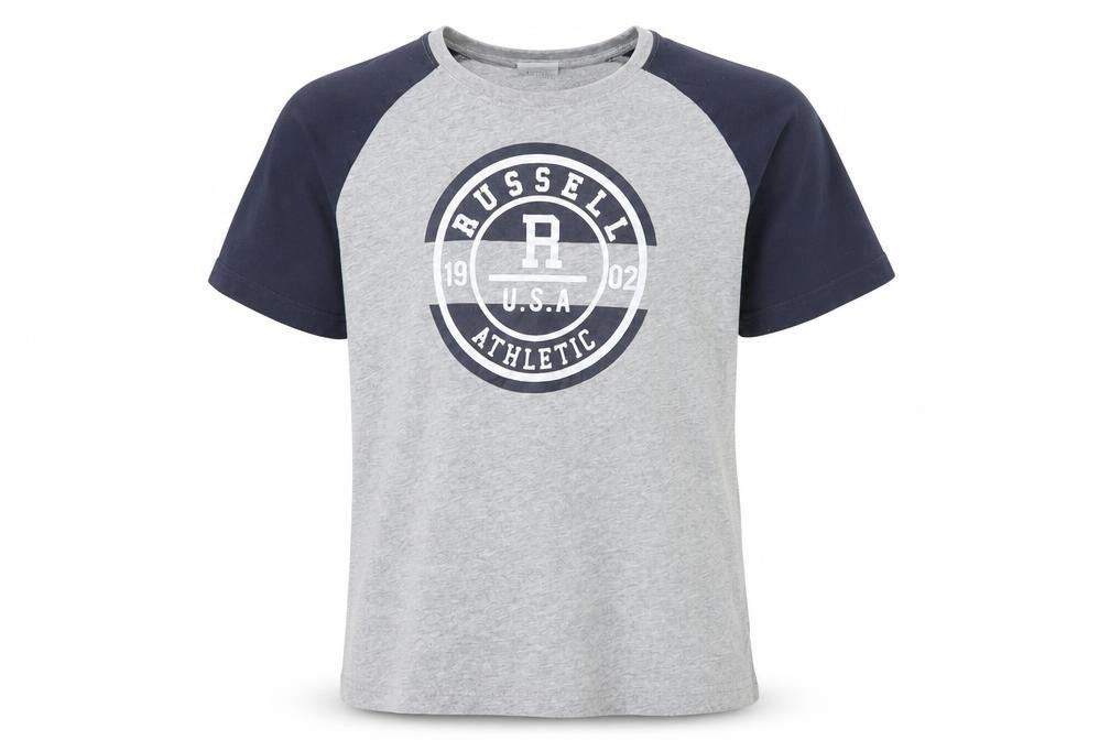 Russell Athletic Boys Grey Graphic Logo T-Shirt 10-11 Years Short Sleeve