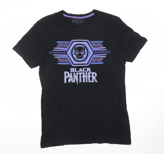 Marvel Black Panther Wakanda Forever Men's Black Cotton T-Shirt Size S
