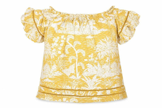 Next Women’s Yellow Floral Off Shoulder Tunic Blouse Size 16