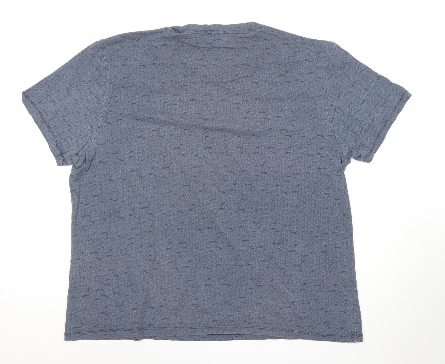 Jaeger Men’s Blue Geometric Cotton Crew Neck Short Sleeve T-Shirt 2XL
