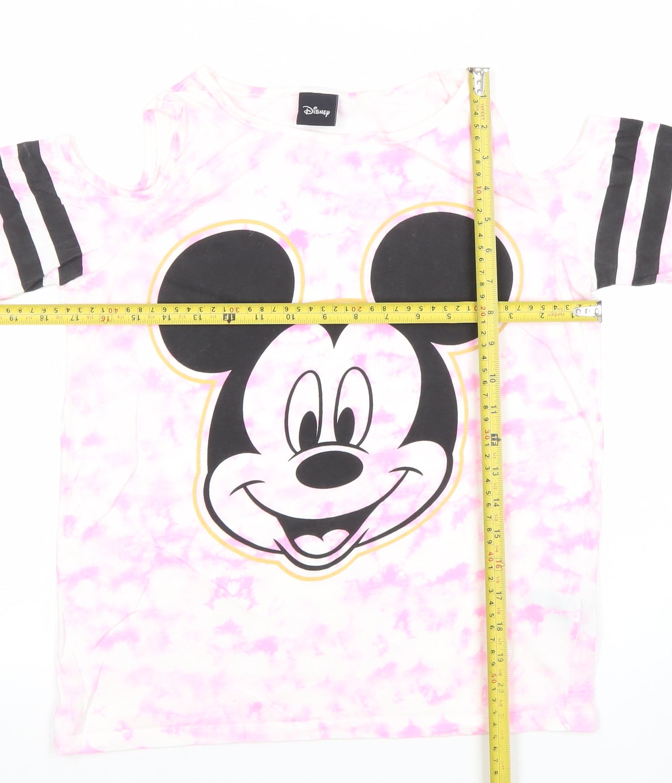 Disney Girls Pink Mickey Mouse Graphic T-Shirt 11-12 Years 100% Cotton