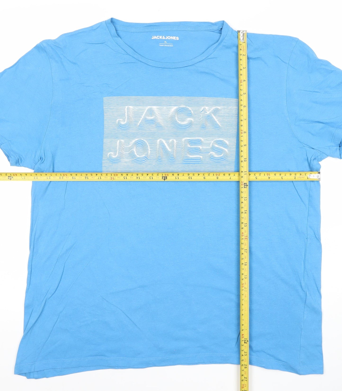 Jack & Jones Men's Blue XL Cotton Graphic Logo T-Shirt