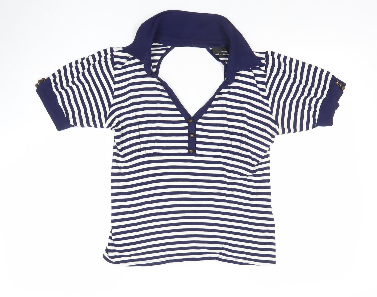 Next Women’s Blue White Striped Viscose Stretch T-Shirt Size 16