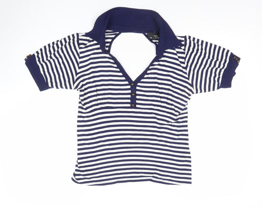 Next Women’s Blue White Striped Viscose Stretch T-Shirt Size 16