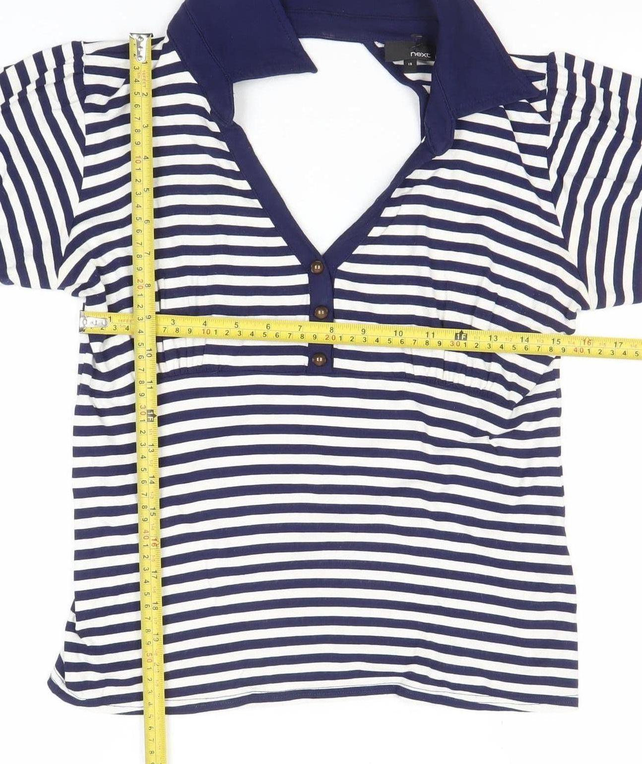 Next Women’s Blue White Striped Viscose Stretch T-Shirt Size 16