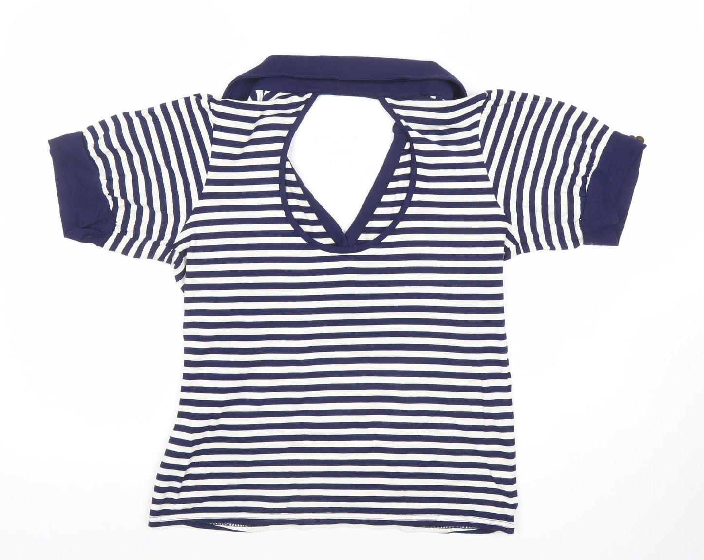Next Women’s Blue White Striped Viscose Stretch T-Shirt Size 16