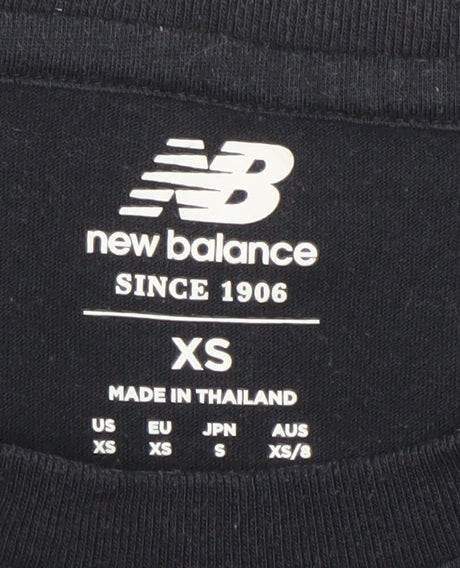 New Balance Women's Black XS Short Sleeve Cotton Blend Basic Logo T-Shirt