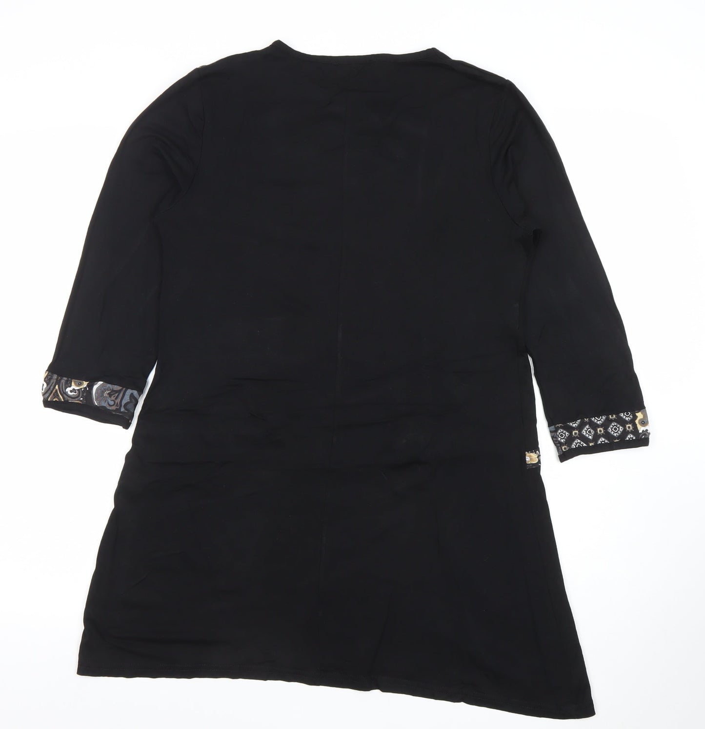 Afibel Women’s Black Paisley 3/4 Sleeve Knee Length Shift Dress Size 14