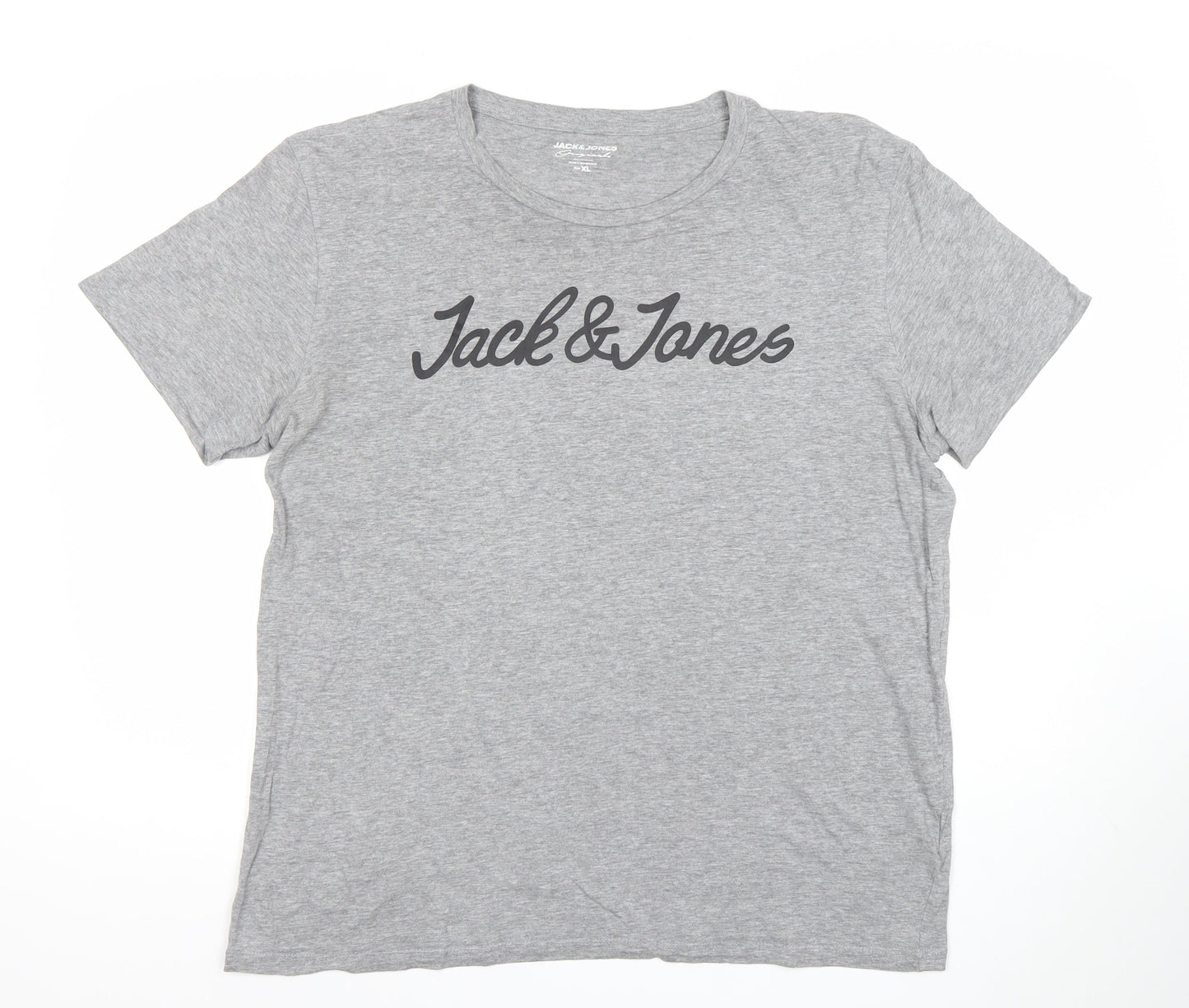 Jack & Jones Men's Grey XL Graphic Print Cotton T-Shirt