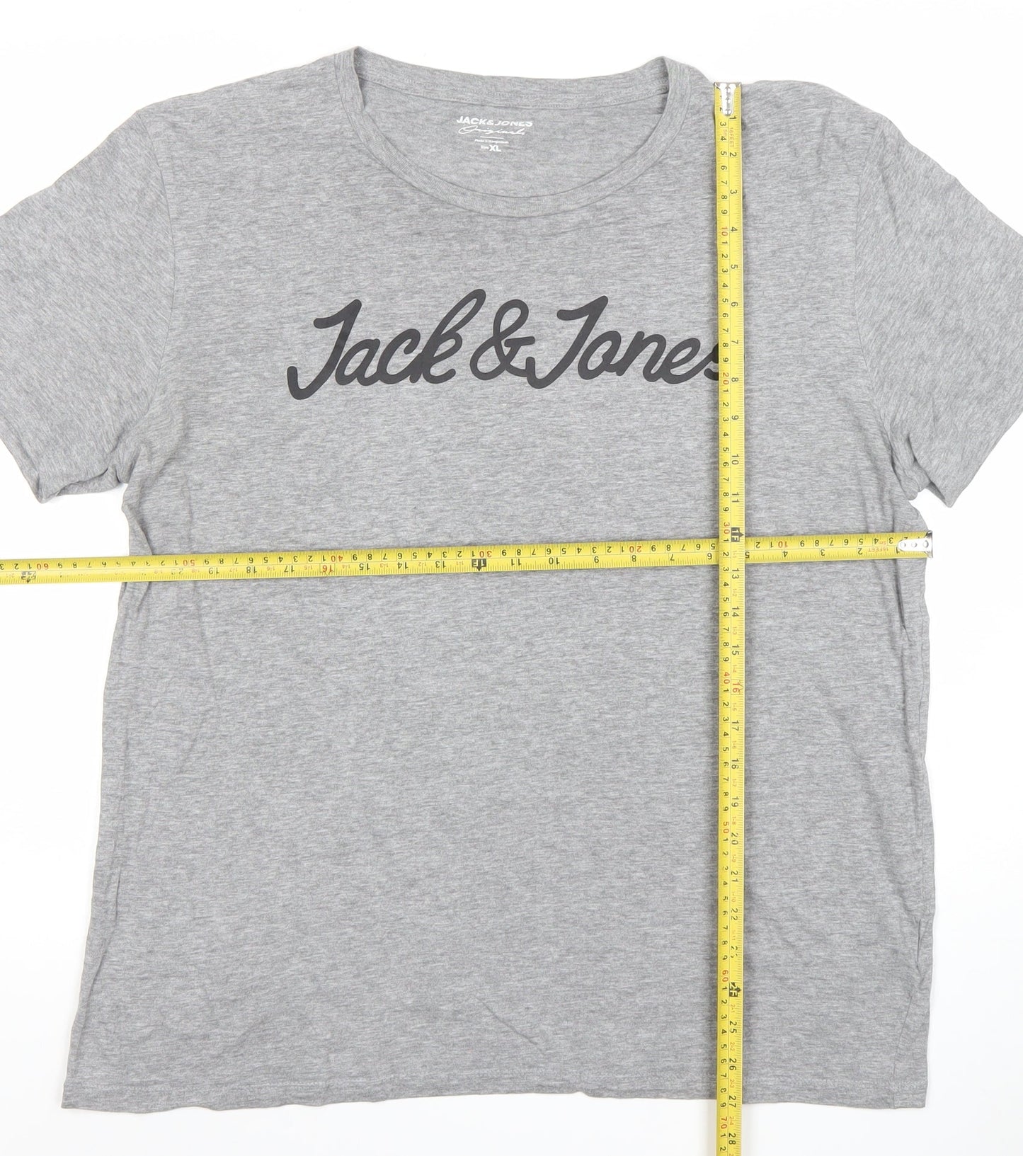 Jack & Jones Men's Grey XL Graphic Print Cotton T-Shirt
