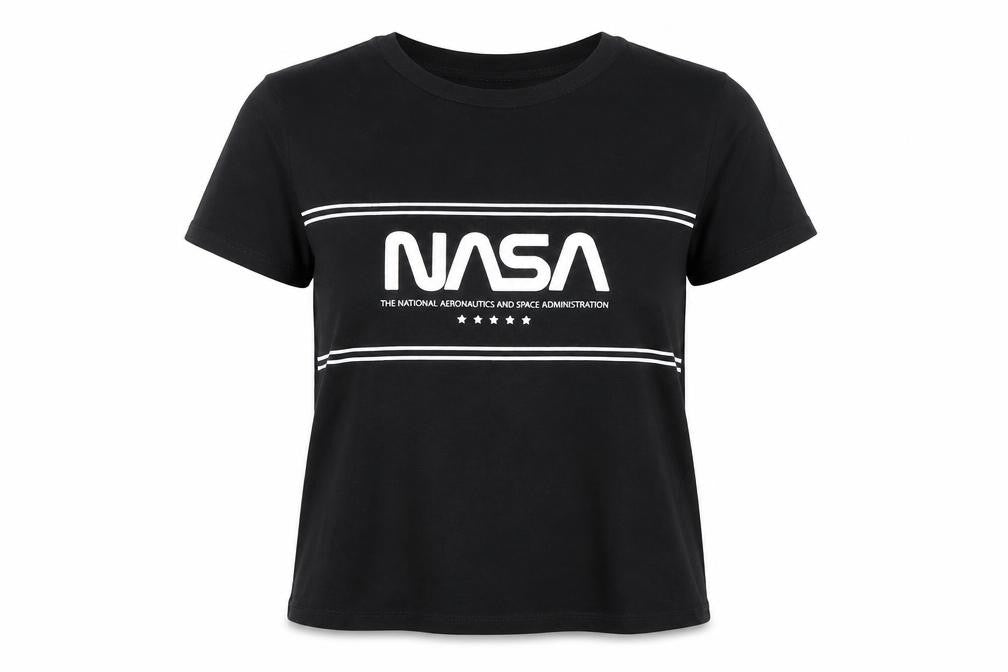 H&M Divided Women's Black NASA Print T-Shirt XS Cotton