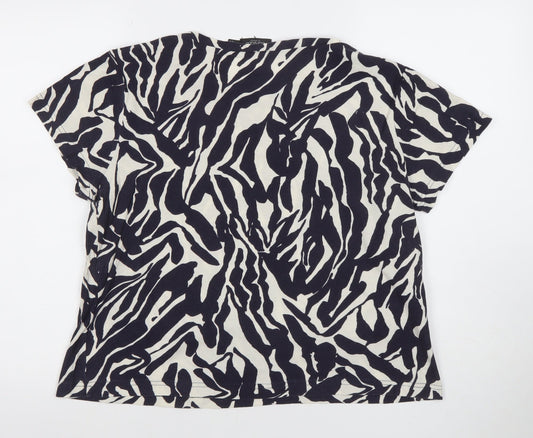 Soaked In Luxury Women's Black Animal Print Cotton T-Shirt L