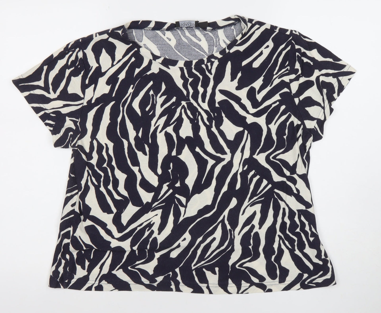 Soaked In Luxury Women's Black Animal Print Cotton T-Shirt L