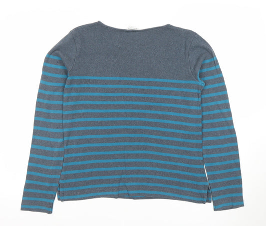 Kettlewell Women's Blue Striped Cotton Long Sleeve T-Shirt Size S