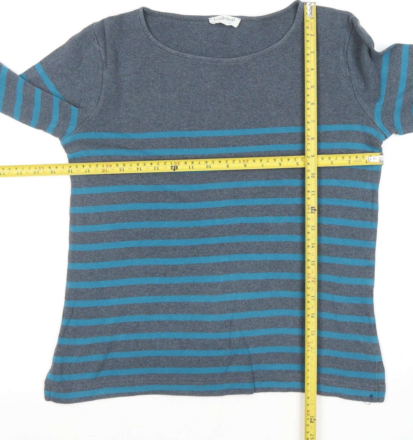 Kettlewell Women's Blue Striped Cotton Long Sleeve T-Shirt Size S