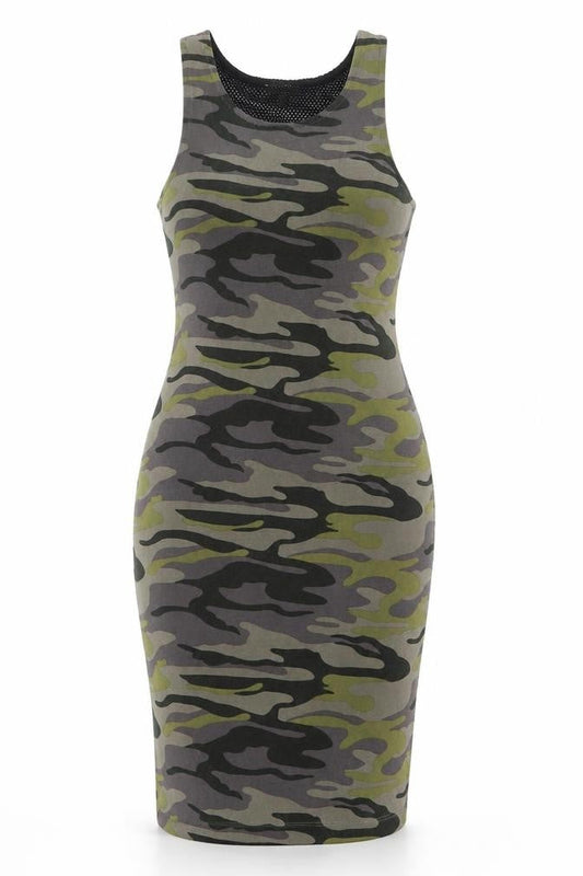 River Island Womens Multicoloured Camo Tank Dress Size 8