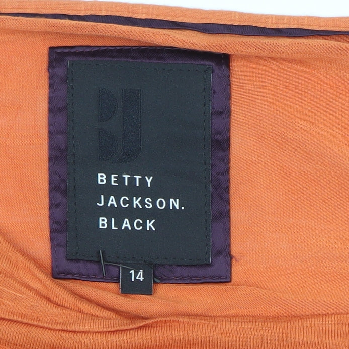 Betty Jackson Black Women's Orange Long Sleeve Jersey Top Size 14