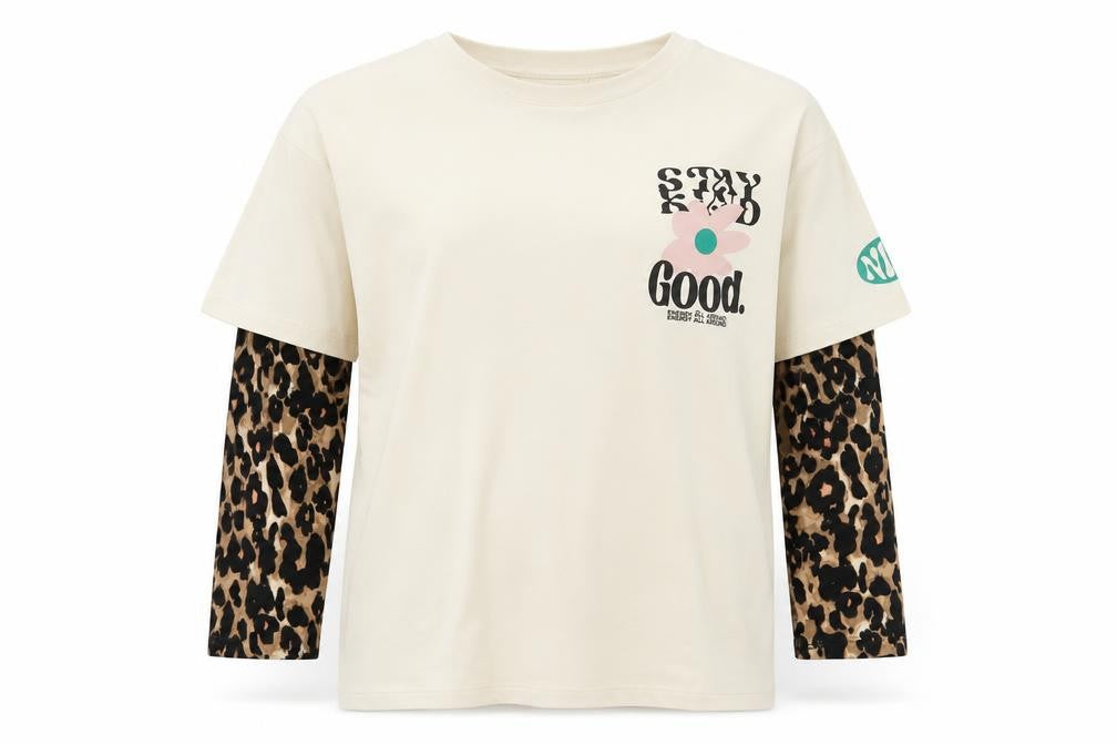 Next Women’s Ivory Leopard Sleeve Graphic T-Shirt M