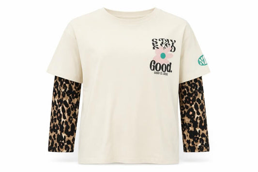 Next Women’s Ivory Leopard Sleeve Graphic T-Shirt M