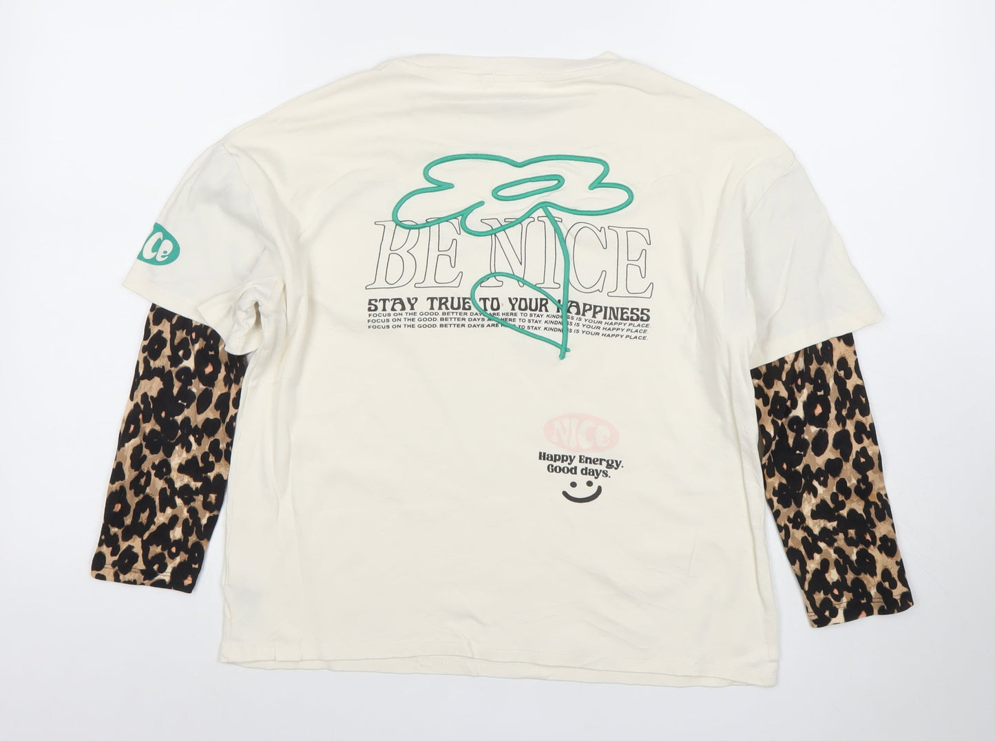 NEXT Women’s Ivory Leopard Sleeve Graphic T-Shirt M