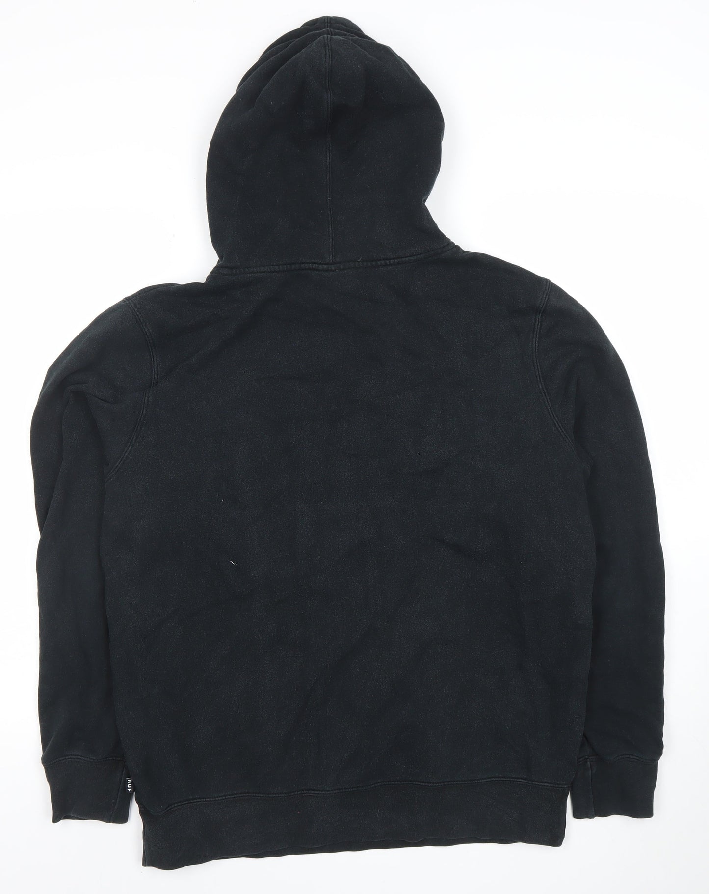 HUF Men's Black Pullover Hoodie Medium Logo Fleece Sweatshirt