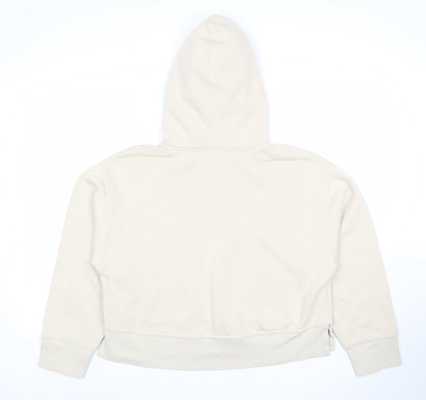 ZARA Women Beige Hooded Pullover Sweatshirt Size M Cotton Blend