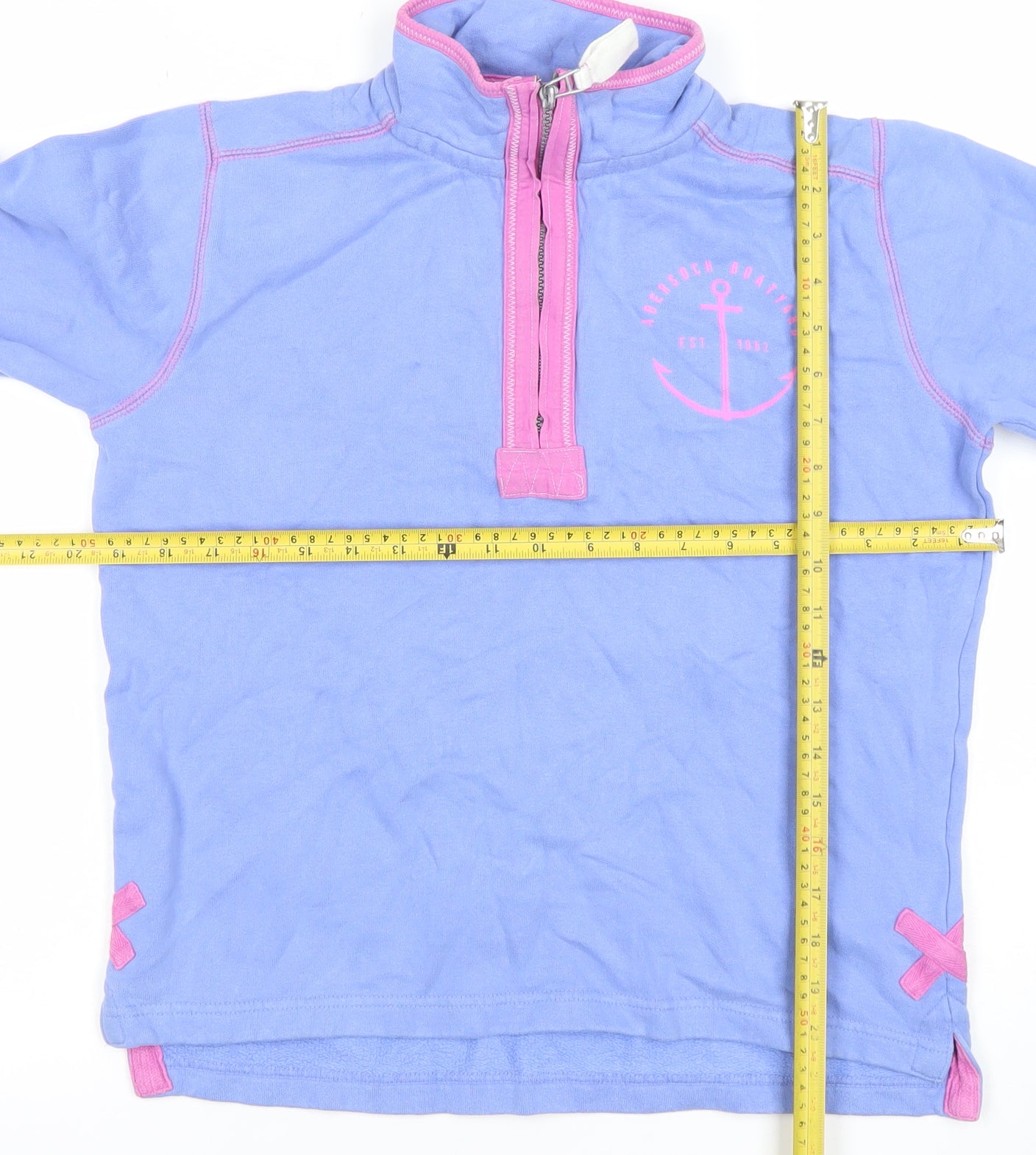 Lazy Jacks Girls Blue 1/2 Zip Nautical Sweatshirt 11-13 Years Cotton
