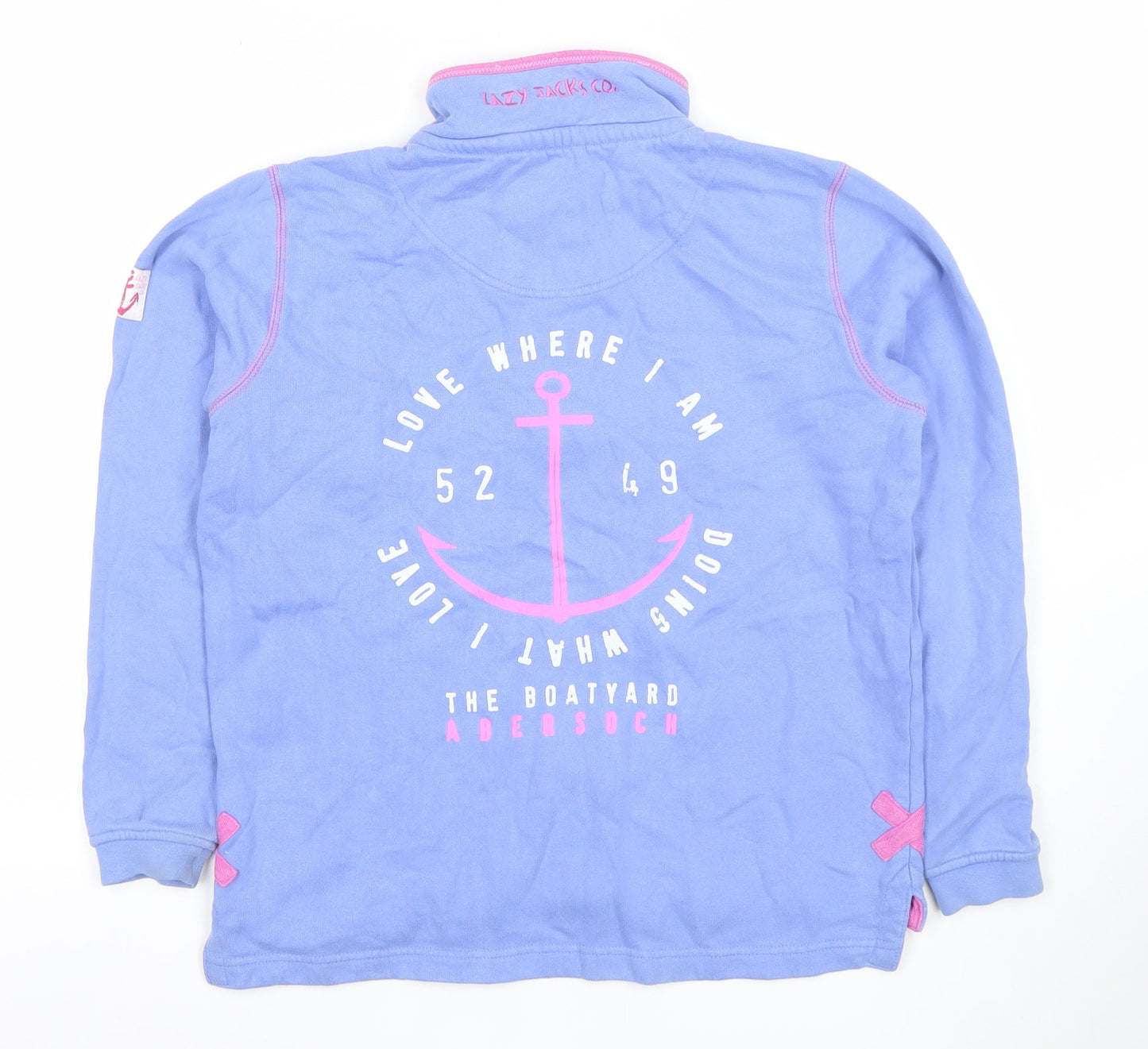 Lazy Jacks Girls Blue 1/2 Zip Nautical Sweatshirt 11-13 Years Cotton