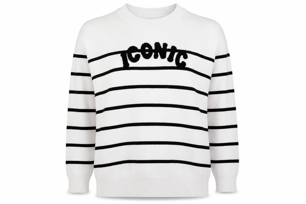 Primark Women White Striped Iconic Pullover Jumper Size M