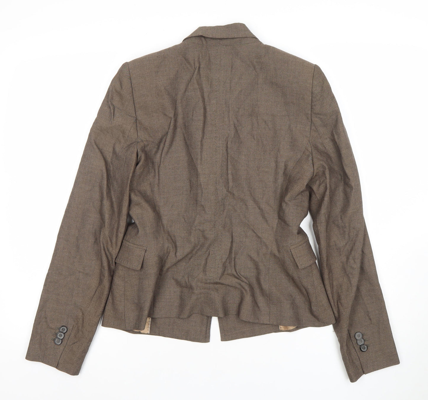 Zara Woman Brown Wool Blend Tailored Blazer Jacket UK 8