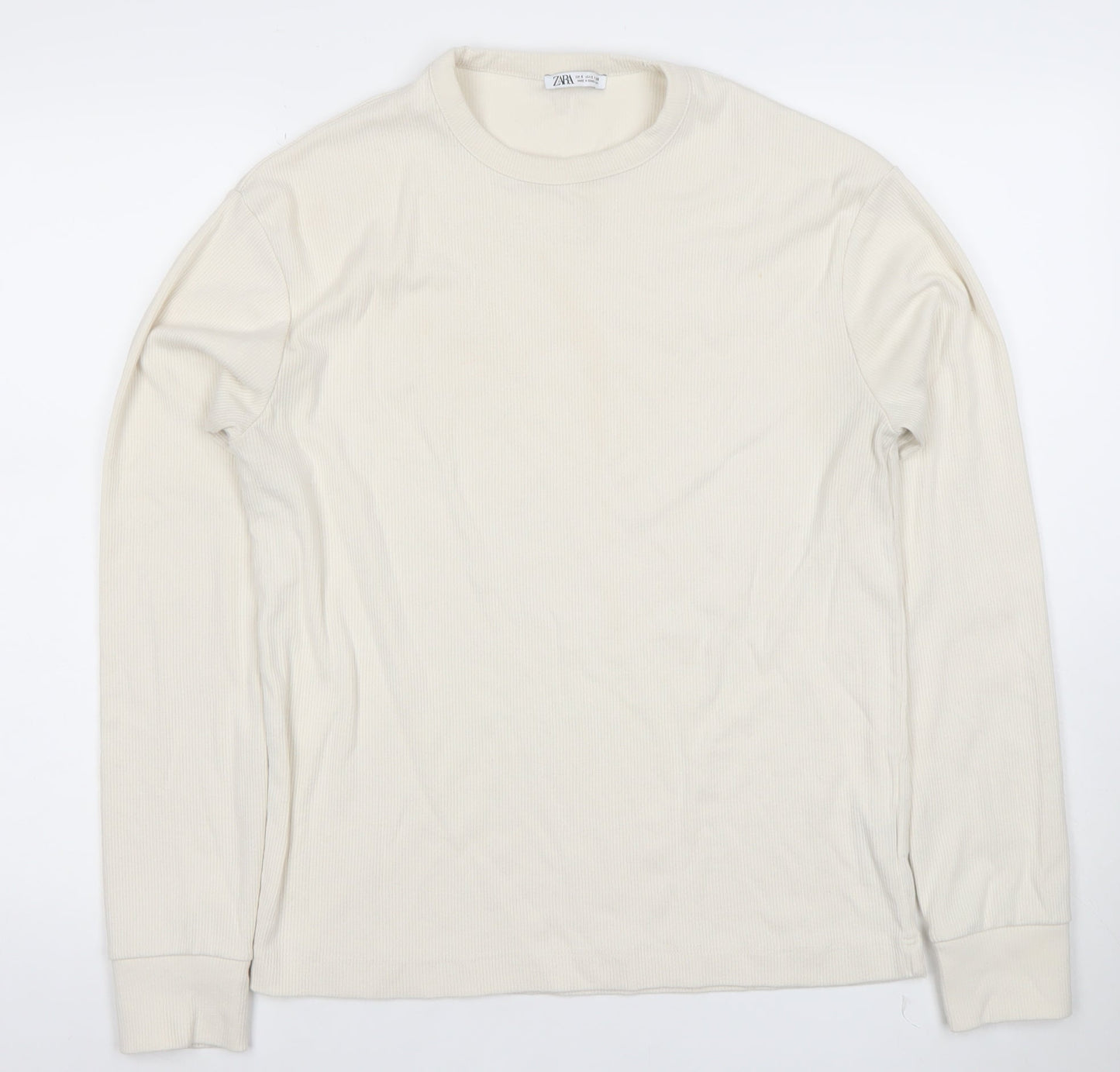 ZARA Men's Beige Long Sleeve Pullover Sweatshirt Size S