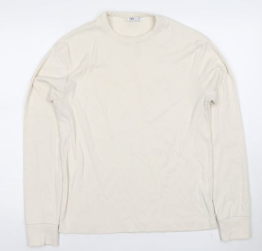 ZARA Men's Beige Long Sleeve Pullover Sweatshirt Size S